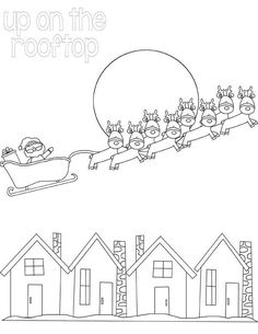 santa's sleigh coloring page for kids to print out and color on