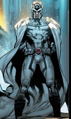 a comic character standing in the snow with his cape open and hands on his hips