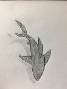 a pencil drawing of a fish in the middle of it's body, with its mouth open