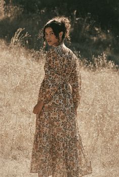 The Merritt Maxi Dress in Oona | Juillet Spring Fitted Long Sleeve Dress With Bishop Sleeves, Fitted Long Sleeve Dress With Bishop Sleeves For Spring, Fall V-neck Dress With Gathered Sleeves, V-neck Dress With Gathered Sleeves For Fall, Billowy Long Sleeve Floral Maxi Dress, Long Sleeve Floral Print Maxi Dress, Bohemian Fitted Long Sleeve Dress For Fall, Pleated V-neck Long Sleeve Dress For Spring, V-neck Long Sleeve Pleated Dress For Spring