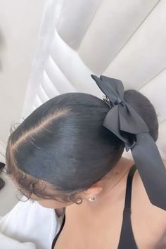 Slickback Bun Black Women, Teenager Hairstyles, Mixed Curly Hair, Bow Coquette