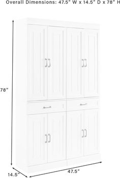 the measurements for an armoire cabinet with doors on each side and drawers at the bottom