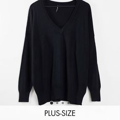 Brand New Black Xl Asos Knit Sweater. Great Condition With Tags. Black Fine Knit V-neck Sweater For Fall, Black V-neck Sweater For Layering, Black V-neck Sweater For Work, Oversized Black V-neck Cardigan, Black Knitted V-neck Sweater For Fall, Black Knit V-neck Sweater For Work, Black Knitted V-neck Sweater, Oversized Black V-neck Sweater With Long Sleeves, Trendy Black Knit V-neck Sweater