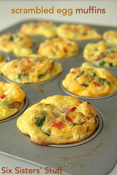 a muffin tin filled with mini egg muffins