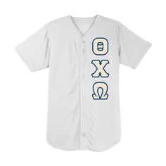 a white baseball jersey with the word sox on it and an xox in blue