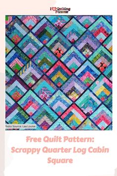 Free Quilt Pattern: Scrappy Quarter Log Cabin Square