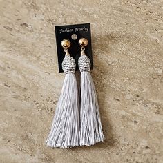 Come In 3 Colors. These 8 Inch Tassel Earrings Are So Light And Pretty. They Are Hypoallergenic. Comment I Have Grey 2ea ,And 1 Ea Black Or Pink! Nwot! Elegant Summer Tassel Earrings, Elegant Tassel Drop Earrings For Summer, Elegant Summer Tassel Drop Earrings, Trendy White Tassel Drop Earrings, Elegant Adjustable Tassel Drop Earrings, Elegant White Summer Tassel Earrings, Droplet Earrings, Bamboo Hoop Earrings, French Hook Earrings