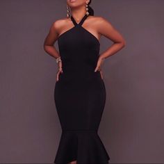 Brand New! Black Halter Neck Midi Dress For Formal Occasions, Elegant Stretch Maxi Dress For Going Out, Black Halter Neck Midi Dress For Cocktail, Elegant Black Halter Neck Midi Dress, Elegant Halter Neck Midi Dress For Going Out, Dresses Backless, Pencil Dress, Colorful Dresses, Pencil