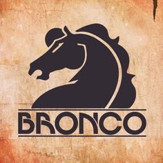 the bronco logo is shown on an old, worn out paper with a horse's head