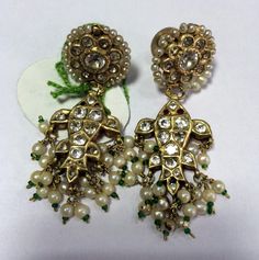 "Vintage 22K Gold Dangle Earrings. Length-2.5\", the weight of pair-25.300 grams, Note-can change the back post to modern post." Vintage Indian Jewelry, Modern Post, Emerald Earring, Emerald Diamond Earrings, Vintage Gold Earrings, Choker Necklace Designs, European Jewelry, Earring Wedding, Antique Jewelry Indian