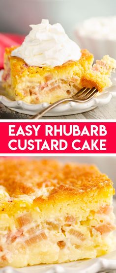 this easy rhubarb custard cake is the perfect dessert