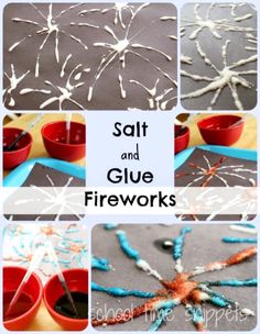 salt and glue fireworks are an easy art project for kids