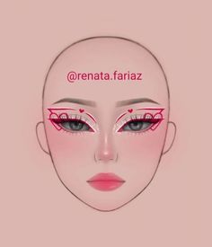 Heart Graphic Liner, Heart Eyeliner, Red Eyeliner, Makeup Pictorial, Makeup Drawing