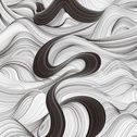 an abstract drawing with black and white lines in the shape of swirls on top of each other