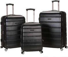 Rockland Melbourne Hardside Expandable Spinner Wheel Luggage, Black, 3-Piece Set (20/24/28) Rockland Luggage, Spinner Wheel, Hardside Luggage Sets, Best Travel Bags, Australia Vacation, Hardside Spinner Luggage, Spinner Luggage Sets, Airlie Beach, Hardside Luggage