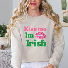 Celebrate the green holiday looking fabulous in this super cute crewneck sweatshirt. Fleece crewneck unisex sweatshirt. 50% US Cotton / 50% Polyester. COLORS MAY APPEAR SLIGHTLY DIFFERENT FROM YOUR MONITOR TO THE ACTUAL FABRIC. Cute Crewneck Sweatshirt, Cute Crewneck, Irish Saints, Holiday Looks, St Patrick’s Day, Kiss Me, St Patrick, Unisex Sweatshirt, Crewneck Sweatshirt