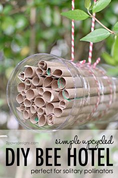 the diy bee hotel is perfect for solitary pollinators to keep them busy