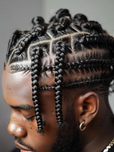 Fulani Braids Men, Stylish Cornrows, Cornrows Box Braids, Triangle Box Braids, Braids Men