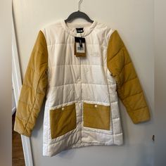 Gorgeous The North Face Jacket With Tan Corduroy Sleeves And Off White Puffer (Not Super Puffy!) Body, Seriously Comfy And So Cute!!! New With Tags That Show Retail Price Of $179 A Perfect Gift! Casual White Outerwear With Corduroy Collar, White Outerwear With Corduroy Collar And Long Sleeve, White Long Sleeve Outerwear With Corduroy Collar, White Vest Jacket, North Face Parka, Grey Puffer Jacket, Black North Face Jacket, Winter Jacket North Face, Short Puffer Jacket