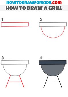 how to draw a grill with different shapes and sizes, including the top one in red