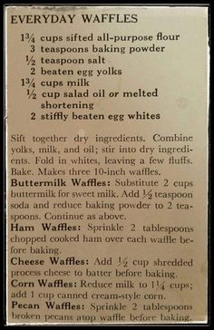 an old recipe for everyday waffles