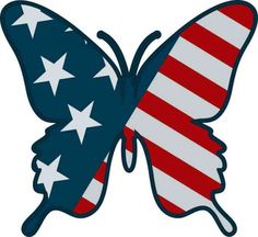 an american butterfly with stars and stripes on it