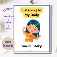 Social Story: Listening to My Body Listening to our bodies is an important skill for children to learn. Our body tells us important messages about how we feel both physically and emotionally. The more we are aware of our body signals, the more prepared we are to manage our physical and emotional feelings. This 12-page social story conveys these themes using practical examples and exercises, engaging visuals, and developmentally appropriate language suited to elementary and special education stud Sharing Social Story, Hitting Social Story, No Hitting Social Story Free, No Hitting Social Story, Accepting No Social Story, Social Story, Body Awareness, Social Emotional Skills, Special Education Students