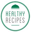 the healthy recipes logo is shown in green and gray, with an oval frame around it