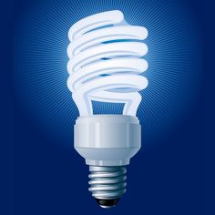 an energy saving light bulb on a blue background