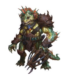 an image of a creature with spikes on it's head and claws in his hands