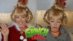 Makeup Transformation Tutorial, Whoville Costumes, Cindy Lou Who Hair, Deer Makeup Tutorial, Cindy Lou Who Costume, Whoville Hair, Nightmare Before Christmas Kids, Christmas Makeup Simple, Sew Halloween Costume