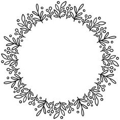 a black and white circular frame with leaves