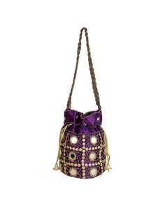 Women Purple Embroidered Mirror Work Potli With Wrist Loop Bag for Wedding Bag For Wedding, Ethnic Bag, Mirror Work, Bags Handbags, Shoe Accessories, Bag Lady, Women Accessories, Shoulder Bag, Mirror