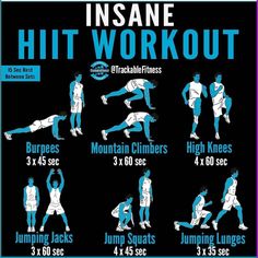 a poster showing how to do an intense hiit workout