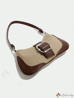 BirdinBag - Stylish Medium Colorblock Baguette Bag with Buckle Decoration Retro Rectangular Hobo Bag For Everyday, Everyday Retro Rectangular Hobo Bag, Retro Square Baguette Bag, Retro Rectangular Hobo Bag With Removable Pouch, Retro Baguette Bag With Removable Pouch, Retro Baguette Bag With Removable Pouch For Everyday, Retro Brown Baguette Shoulder Bag, Retro Baguette Bag With Adjustable Strap For Daily Use, Retro Square Baguette Bag For Daily Use