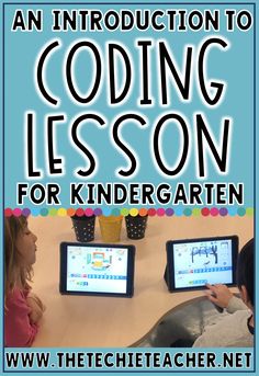 an instruction to coding lesson for children using ipads