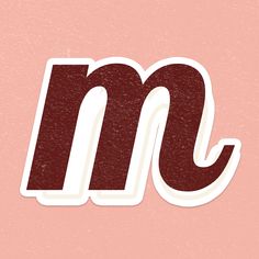 the letter m is made up of red and white stickers on a pink background