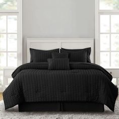 10 Piece Queen Comforter & Pillow Sham Set All Season Decorative Bedding - Black : Target Seersucker Bedding, Bedding Set Black, Black Bed Set, Lux Decor, Queen Size Bed Sets, Queen Size Comforter Sets, Black Comforter, Sheet Bed, Sheets Bed