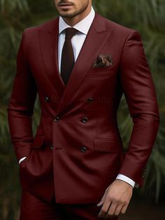 Burgundy Dark Green Dark Gray Men's Wedding Suits Solid Colored 2 Piece Business WorkWear Tailored Fit Double Breasted Six-buttons 2024 2024 - $97.99 Burgundy Suit Wedding, Burgundy Suit Men, Maroon Suit, Cheap Suits, Burgundy Tuxedo, Burgundy Suit, Tuxedo For Men, Slim Fit Suit, Men’s Suits