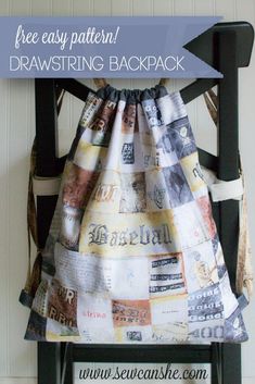 an easy drawstring bag made out of old newspapers is the perfect way to keep things organized