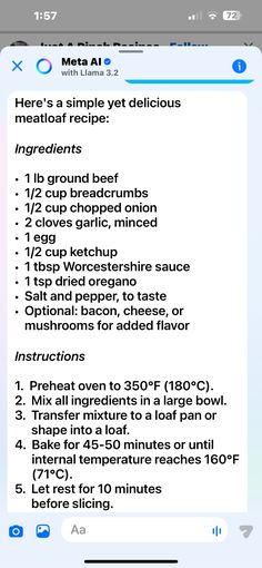 Tasty Meatloaf Recipe, Main Courses, Meatloaf Recipes, Loaf Pan, Worcestershire Sauce, Chopped Onions, How To Dry Oregano, Bread Crumbs, Meatloaf