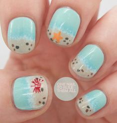 Beach Nail Art, Beach Nail Designs, Summer Nails Beach, Fun Nail Colors, Fingernail Designs, Manicure Gel, Spring Nail Art, Cute Nail Art, Beach Nails