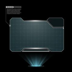 an image of a futuristic screen with light coming from the center and back, on a black background