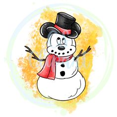 a snowman wearing a top hat and scarf