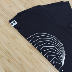 Expanding Polygons Black Tee, Minimal T-shirt, Geometric Shape, Men's T Shirt, Geometry Tshirt, Orga Modern Black T-shirt For Summer, Modern Black Tops With Graphic Design, Black Crew Neck Top With Abstract Print, Modern Black T-shirt, Modern Black Tops With Screen Print, Black Casual T-shirt With Abstract Print, Modern Black Top With Screen Print, Casual Geometric Graphic Print Tops, Black Minimalist Crew Neck T-shirt