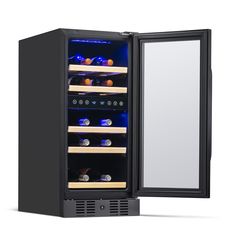 the wine cooler is open and ready to be used