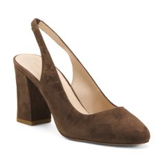 Pelle Moda Dark Oak Suede Espen Slingback Heels Brand New Color: Dark Oak Block Heel, Slingback Strap With Goring, Padded Footbed 3.5in. Heel Almond Toe Suede Upper, Leather Sole Imported Block Heel Slingback, Slingback Heels, Slingback Heel, Shoes Women Heels, New Color, Block Heels, Almond, Shoes Heels, Women Shoes