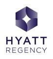 the hyatt logo is shown on a white background with blue and purple colors