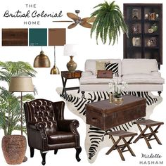 a living room with zebra print furniture and accessories, including a couch, chair, coffee table