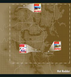 a map showing the location of hot roder